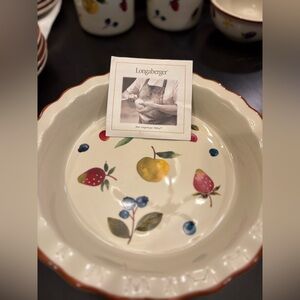 Longaberger Berry Medley Pattern Pie Plate -New unused